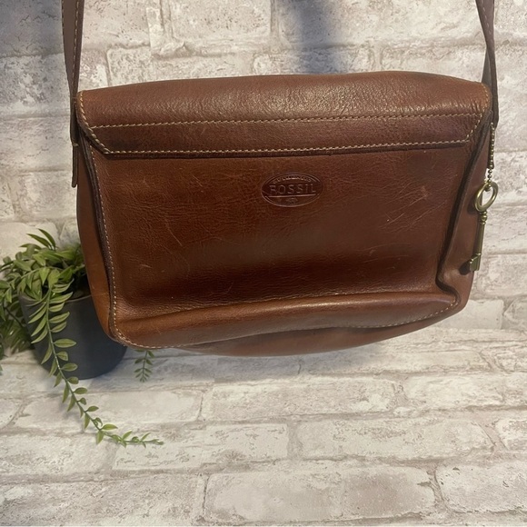 Fossil Brown Genuine Leather‎ Large Austin Messenger Bag Vintage - Picture 3 of 7
